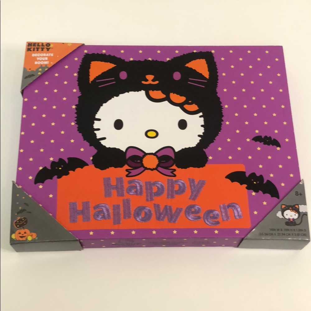 Hello Kitty nwt Purple and Black Halloween Cat Costume embroidered canvas decor